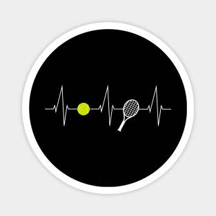 Tennis - tennis racket - tennis ball heartbeat heart rate - I love tennis Magnet